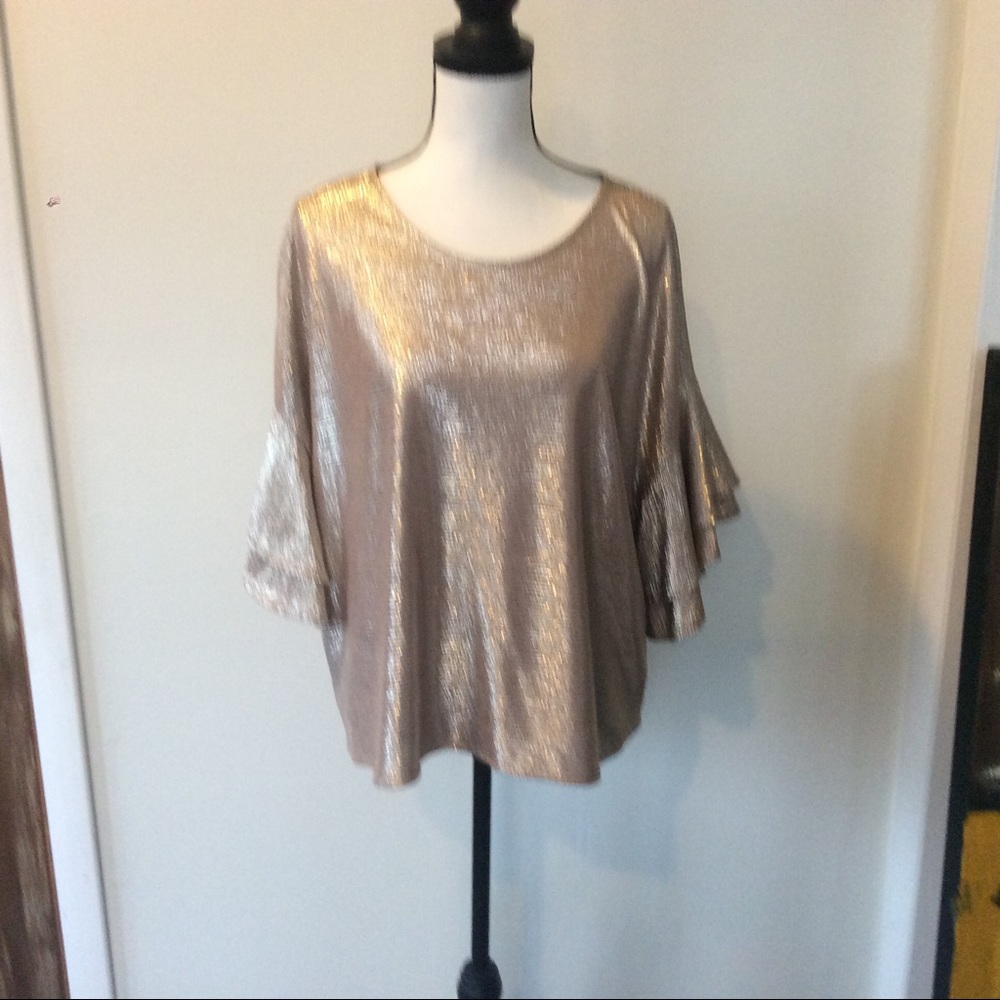Caramela Gold Ruffled sleeves top